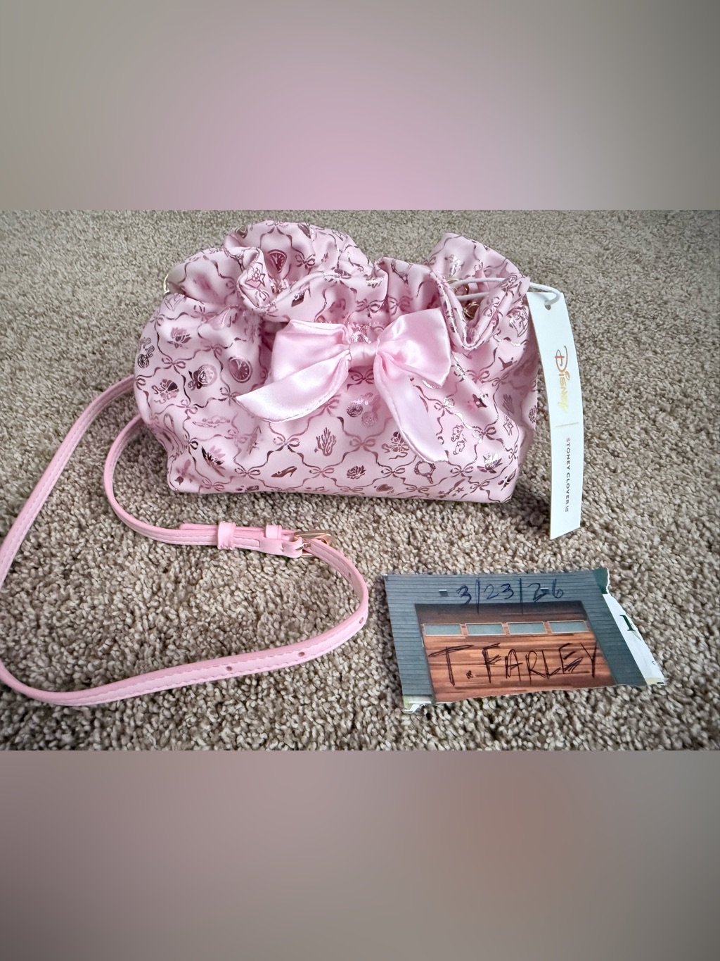Disney Stoney Clover Lane Pink Satin Bow Crossbody Bag